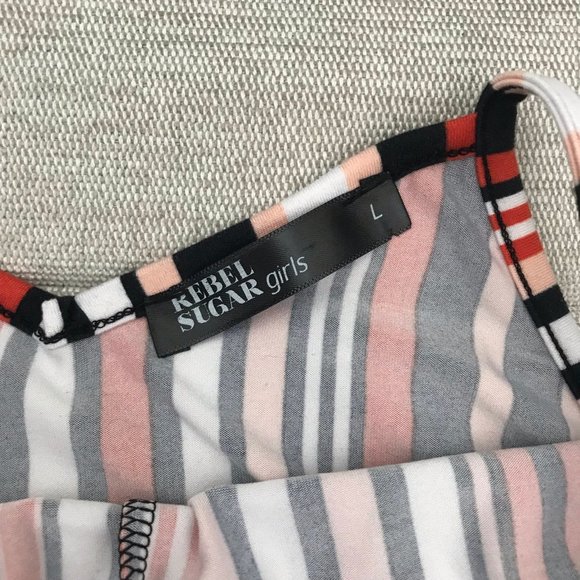 Rebel Sugar Girl's Striped Maxi Dress, sleeveless, Orange, black, white - Picture 6 of 10